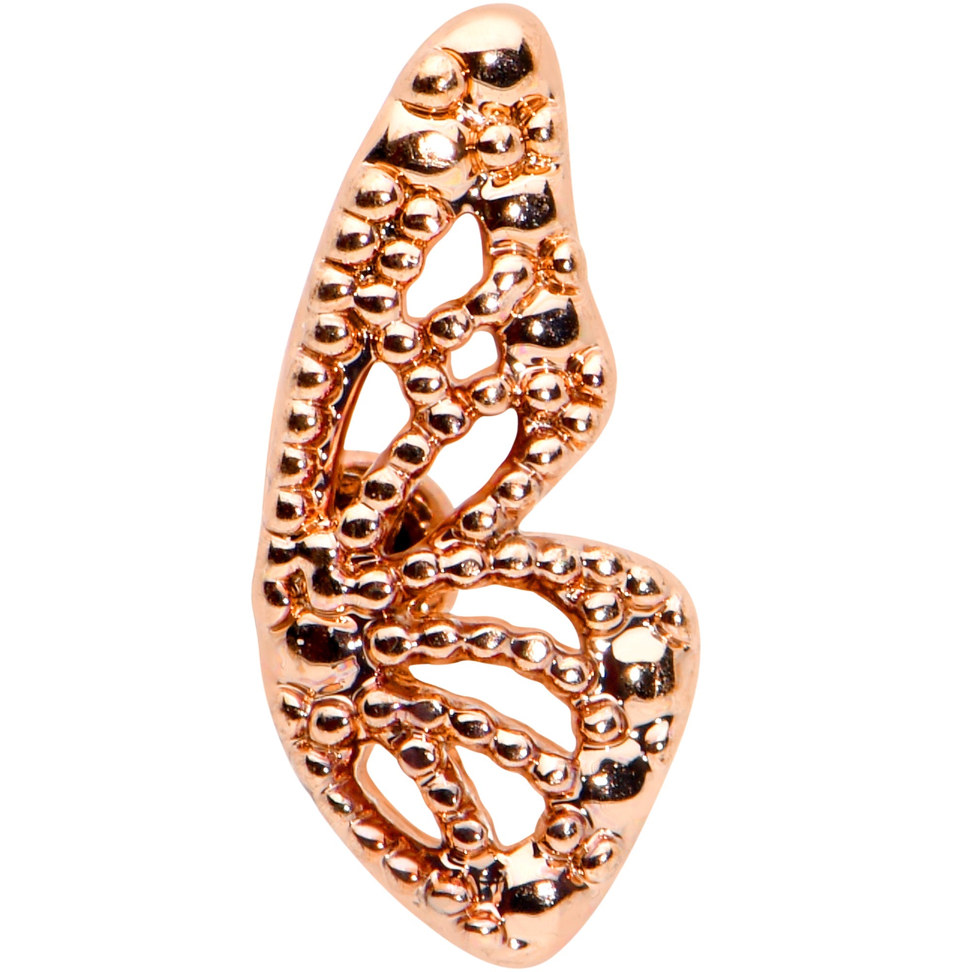 16G 1/4 Rose Gold Tone Textured Butterfly Cartilage Tragus Earring