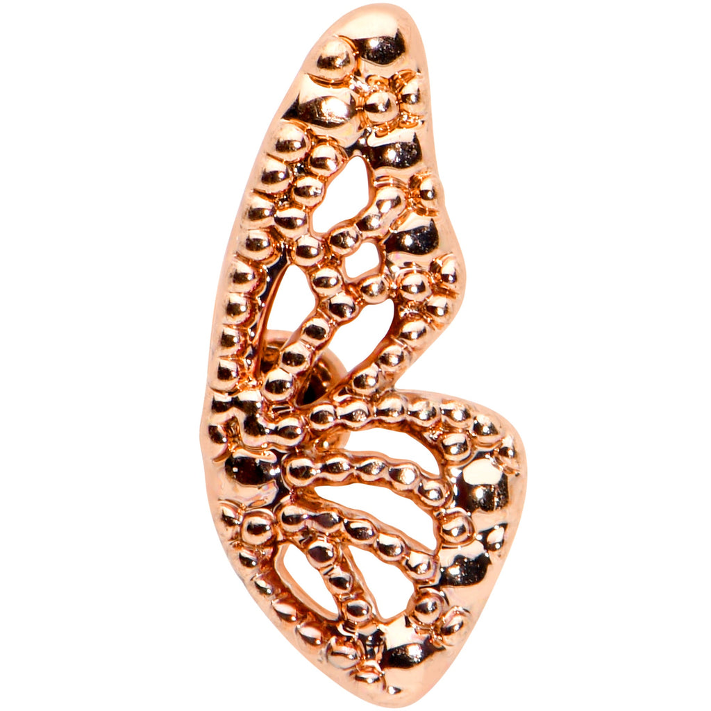 16G 5/16 Rose Gold Tone Textured Butterfly Labret Monroe Tragus