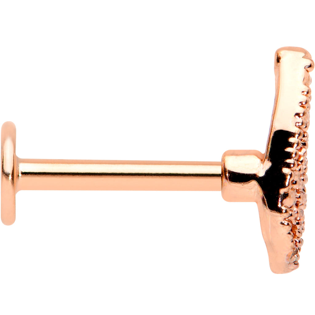 16G 5/16 Rose Gold Tone Textured Butterfly Labret Monroe Tragus