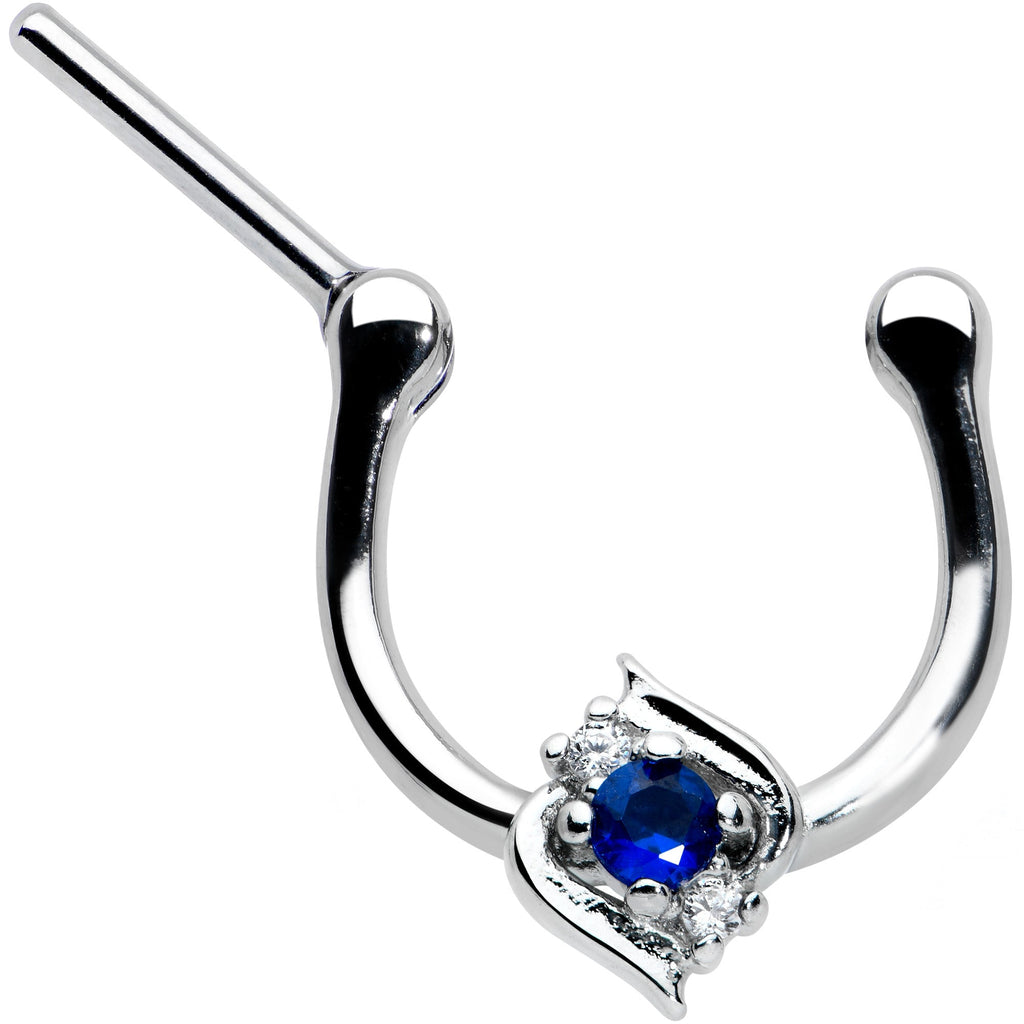 16G 5/16 Clear Blue Gem Oval Swirl Cartilage Clicker