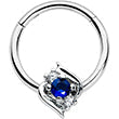 16G 3/8 Clear Blue Gem Oval Swirl Hinged Segment Ring