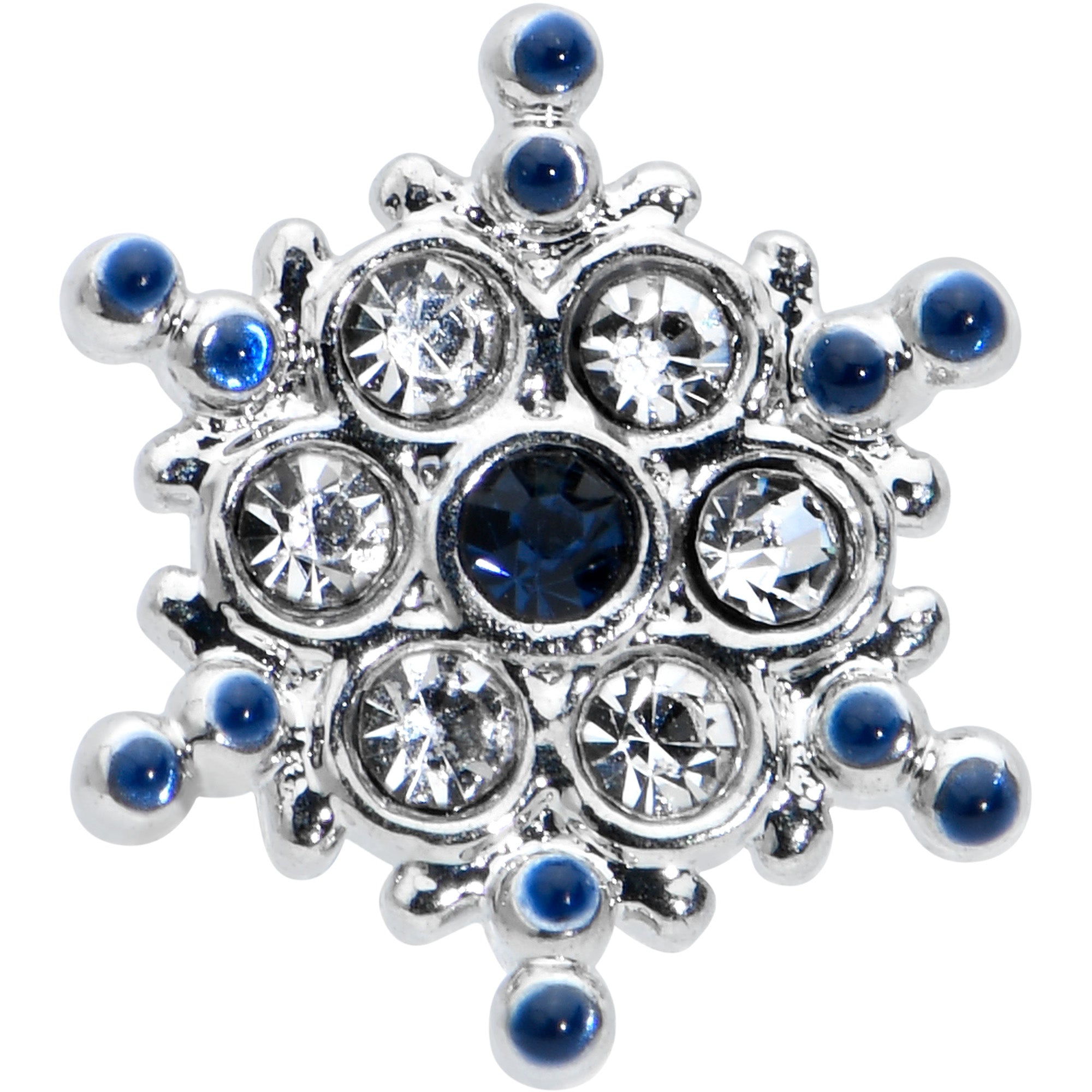 16G 5/16 Clear Blue Gem Festive Snowflake Labret Monroe Tragus