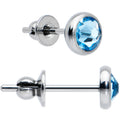 4mm Blue Crystal Implant Grade Titanium Stud Earrings
