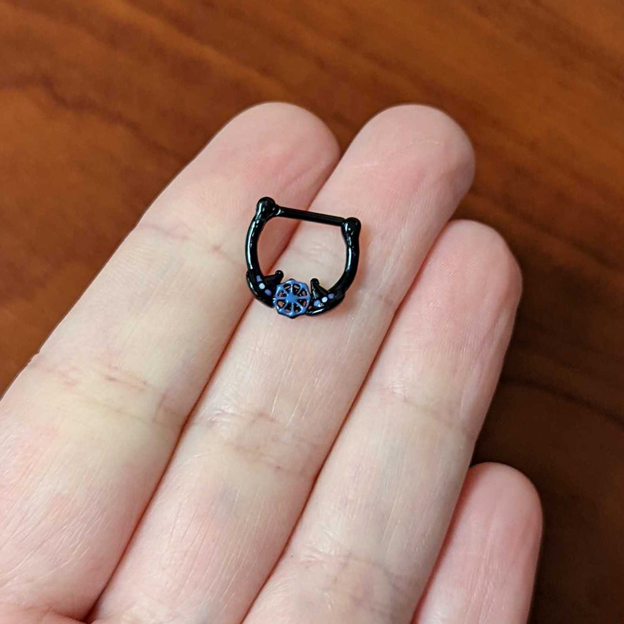 16G 5/16 Black Spider Web Witch Hat Halloween Cartilage Clicker