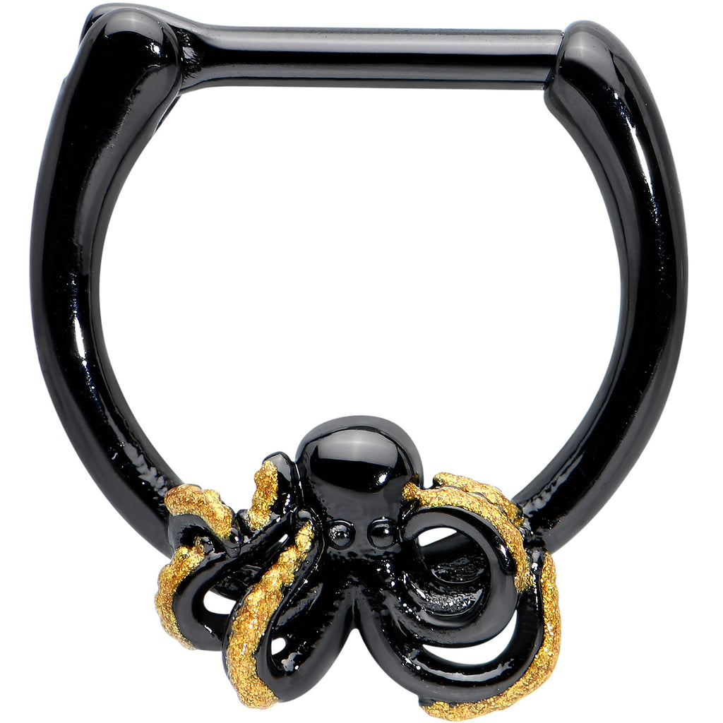 16G 5/16 Black Understated Octopus Cartilage Clicker