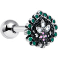 16G 1/4 Stylized Pink Green Abstract Leaf Cartilage Tragus Earring