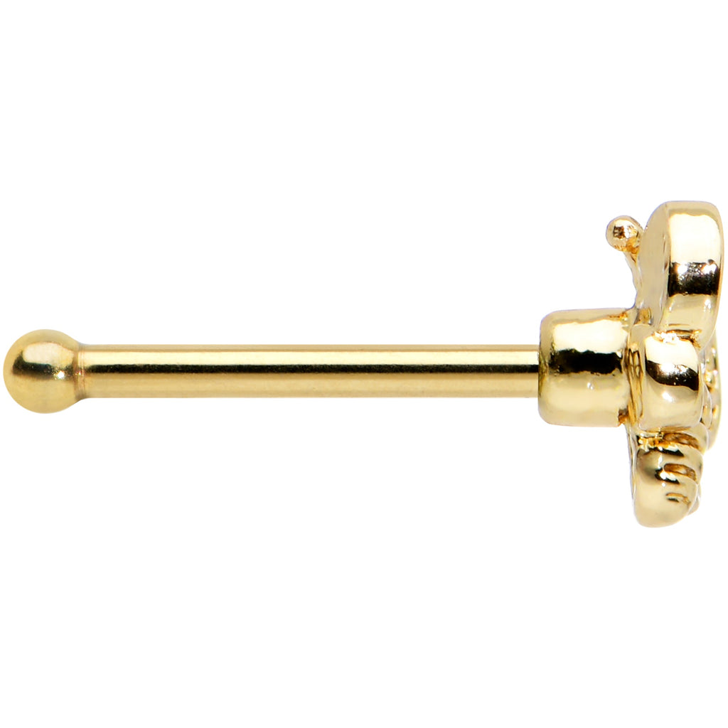 20G 1/4 Clear Gem Gold Tone Beauty Bee Nose Bone