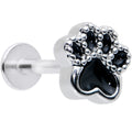 16G 5/16 Textured Black Paw Print Labret Monroe Tragus