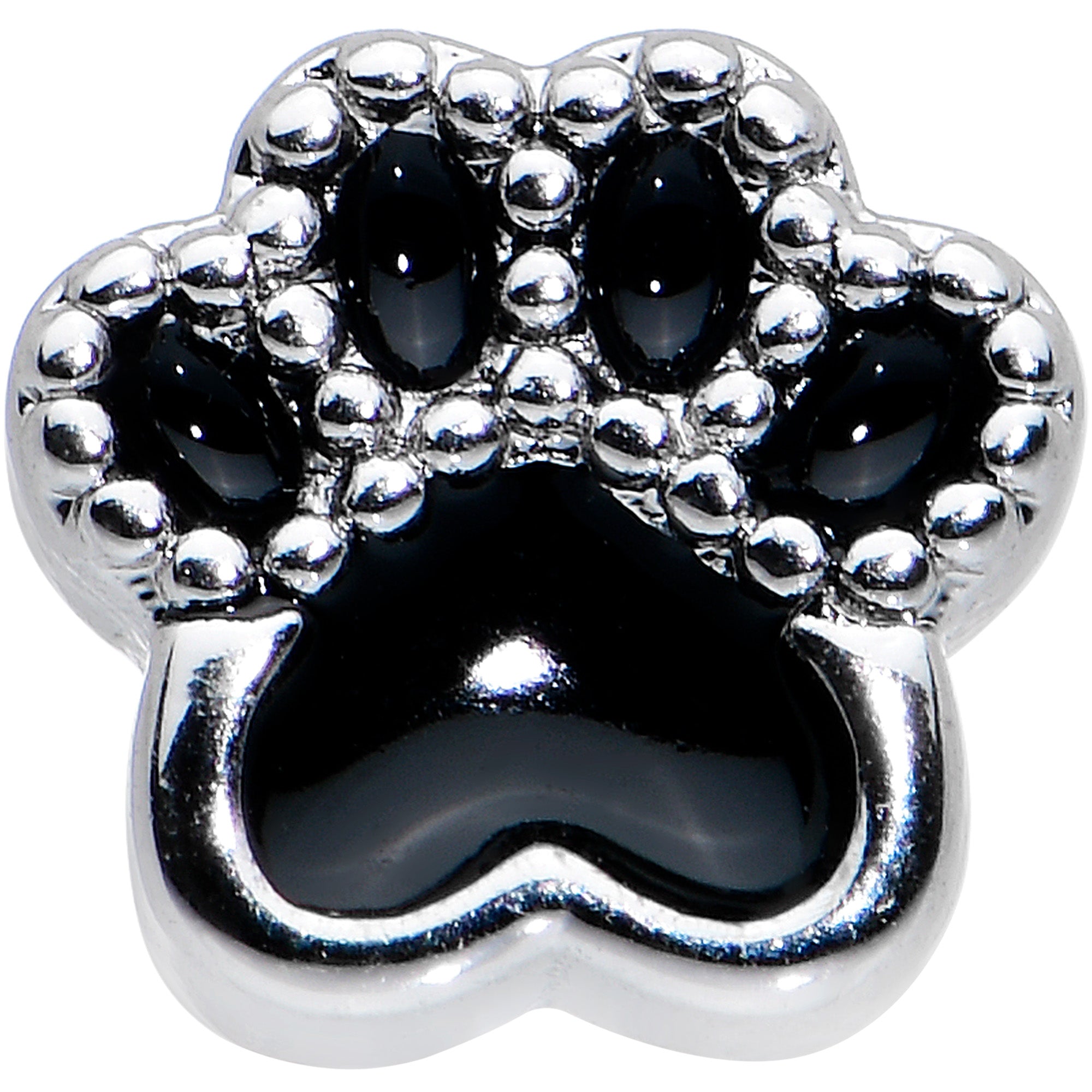 16G 5/16 Textured Black Paw Print Labret Monroe Tragus