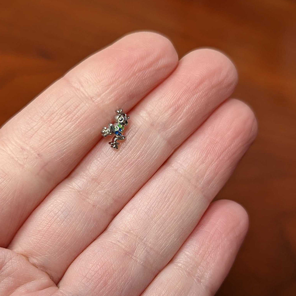 16G 1/4 Black Gem Polka Dot Frog Cartilage Tragus Earring