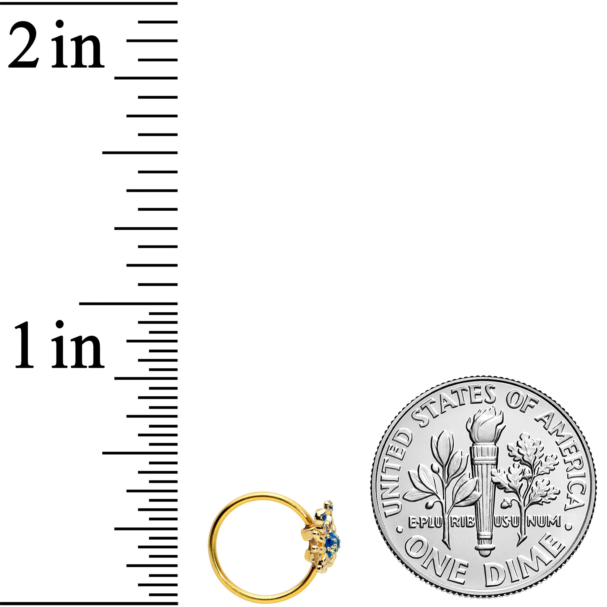 20G 5/16 Black Gem Gold Tone Blue Crab Nautical Nose Hoop