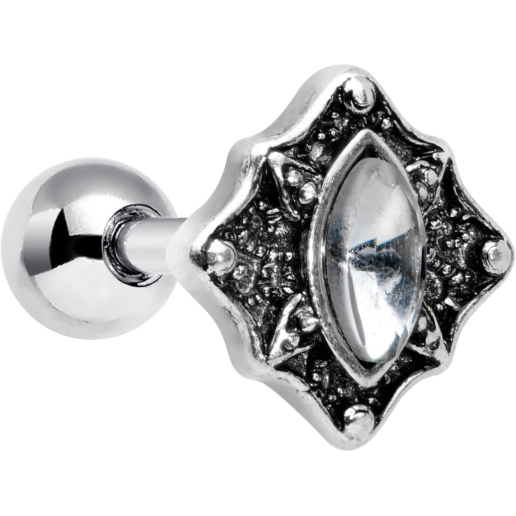 16G 1/4 Clear Gem Rhombus Retro Cartilage Tragus Earring
