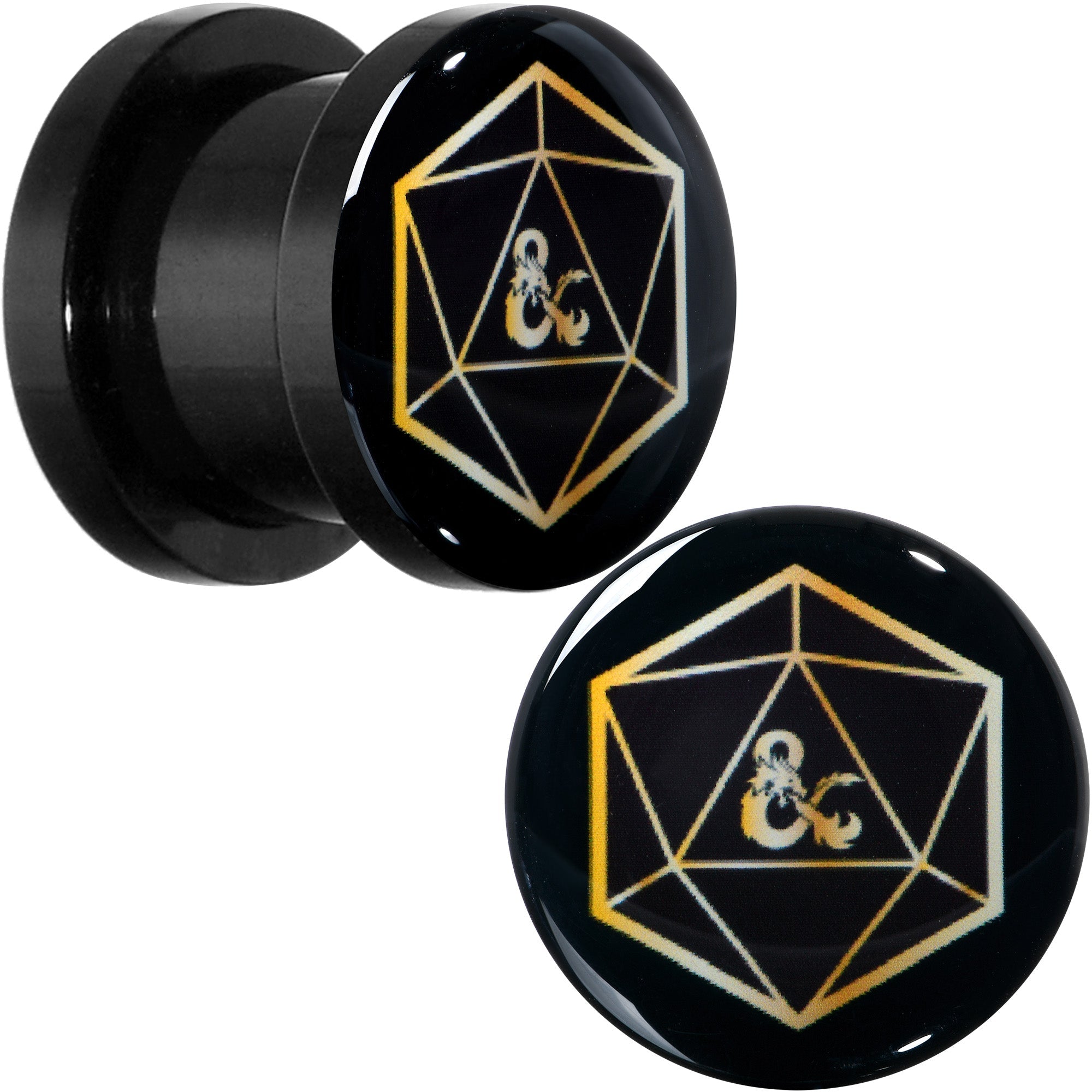 Licensed Dungeons & Dragons D20 Dice Black Screw Fit Plug Set
