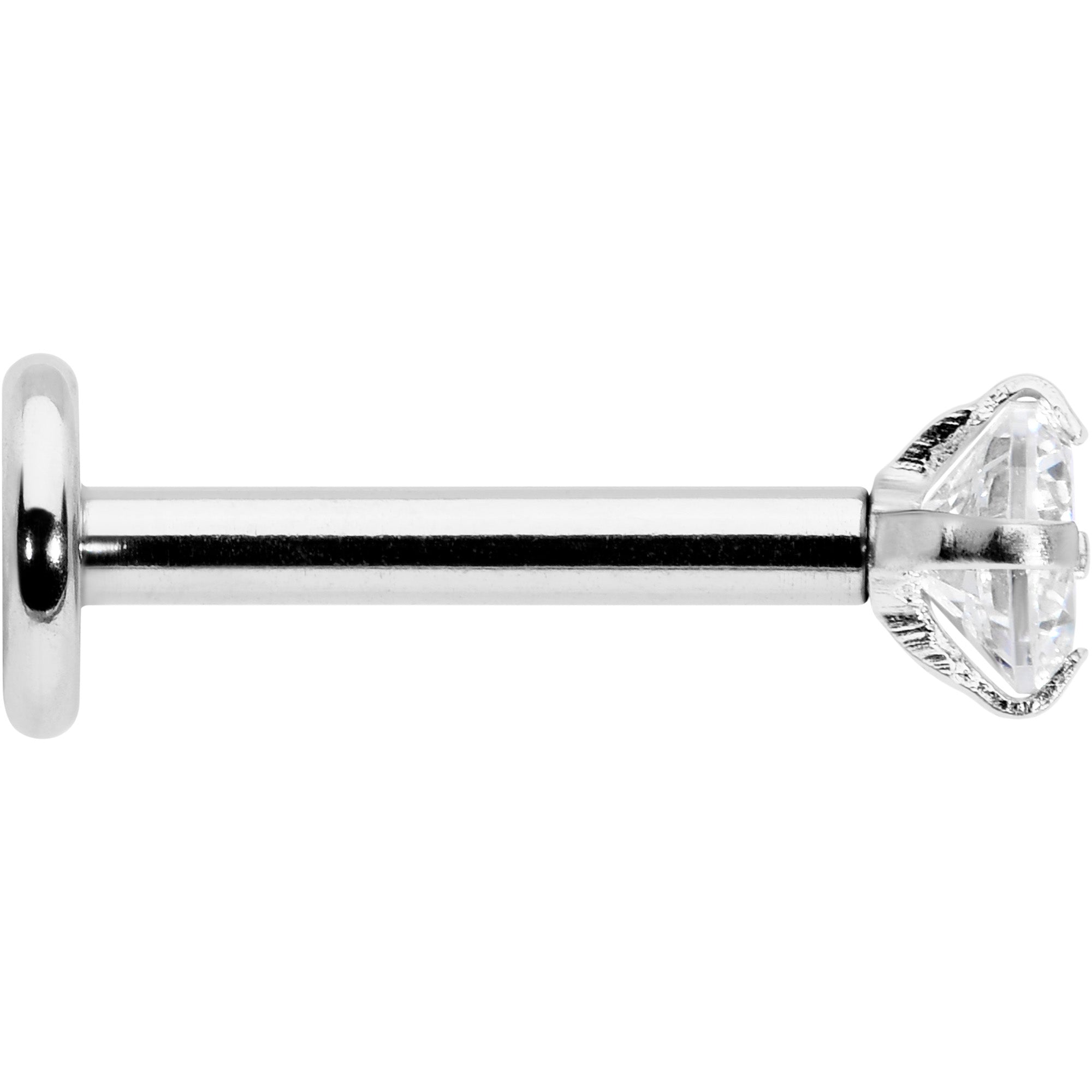 16G 5/16 Clear Gem Round End Internally Threaded Labret Tragus