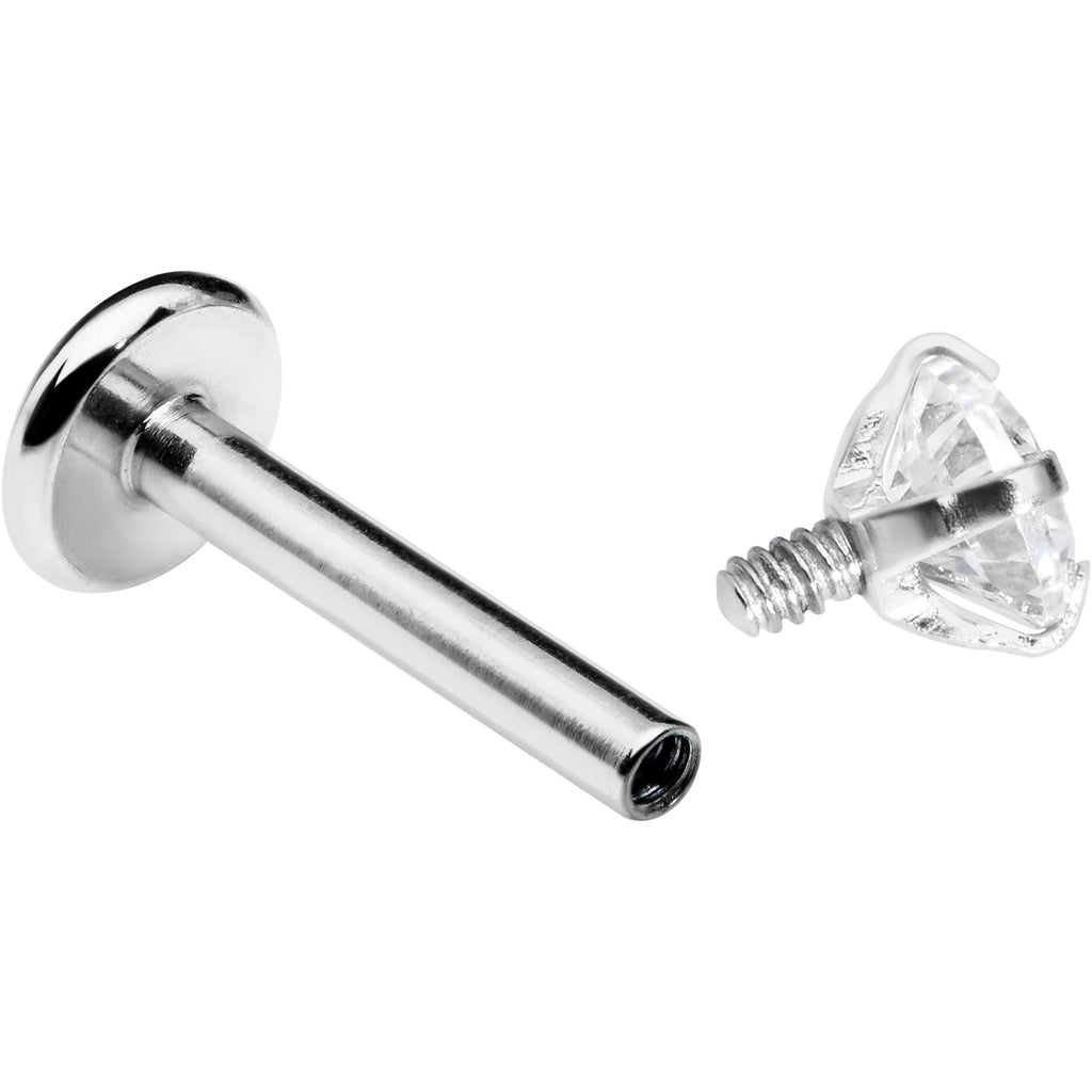 16G 5/16 Clear Gem Round End Internally Threaded Labret Tragus