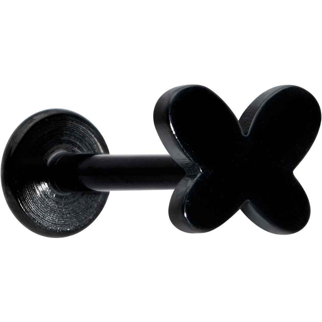 16G 5/16 Black Simple Butterfly Internally Threaded Labret Tragus