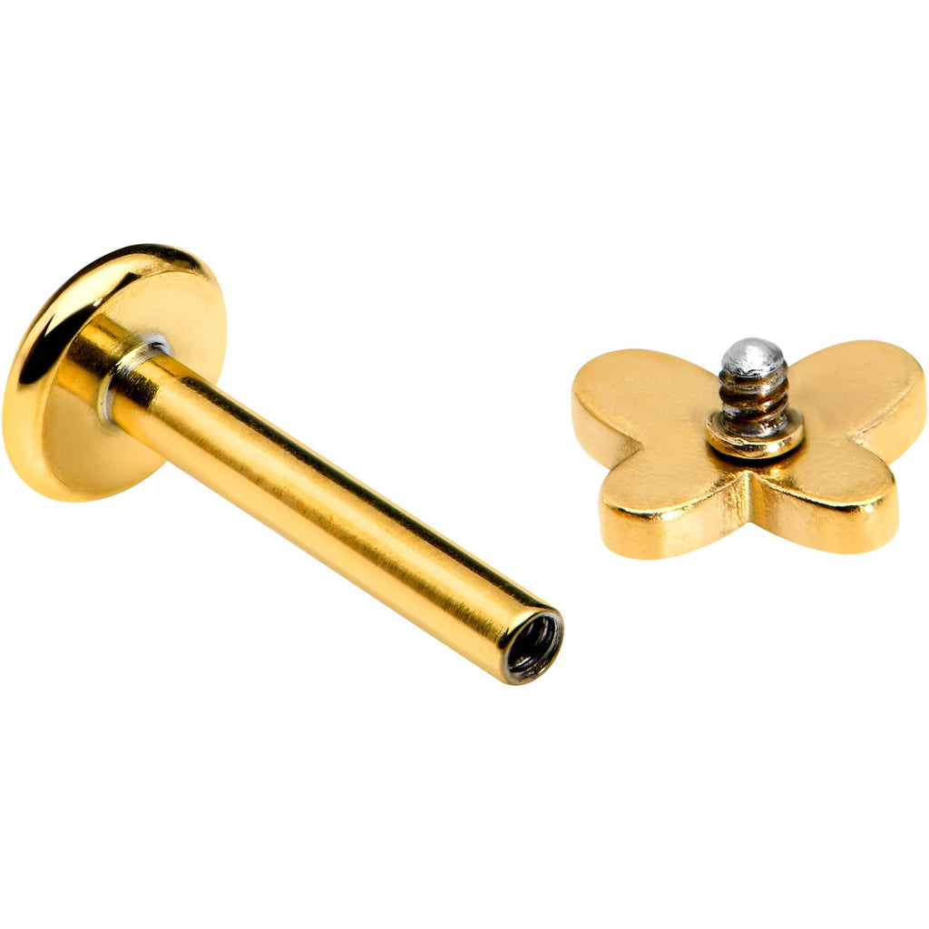 16G 5/16 Gold Tone Simple Butterfly Internal Thread Labret Tragus