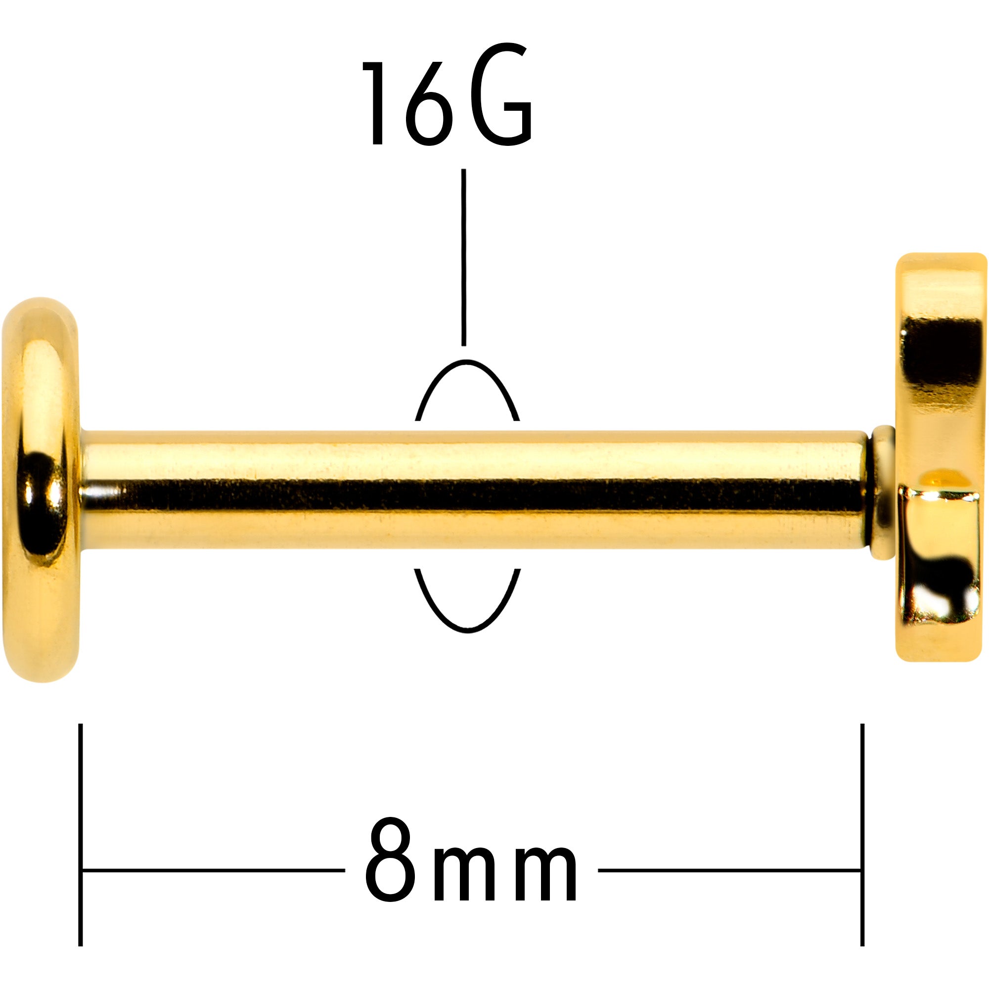 16G 5/16 Gold Tone Simple Butterfly Internal Thread Labret Tragus