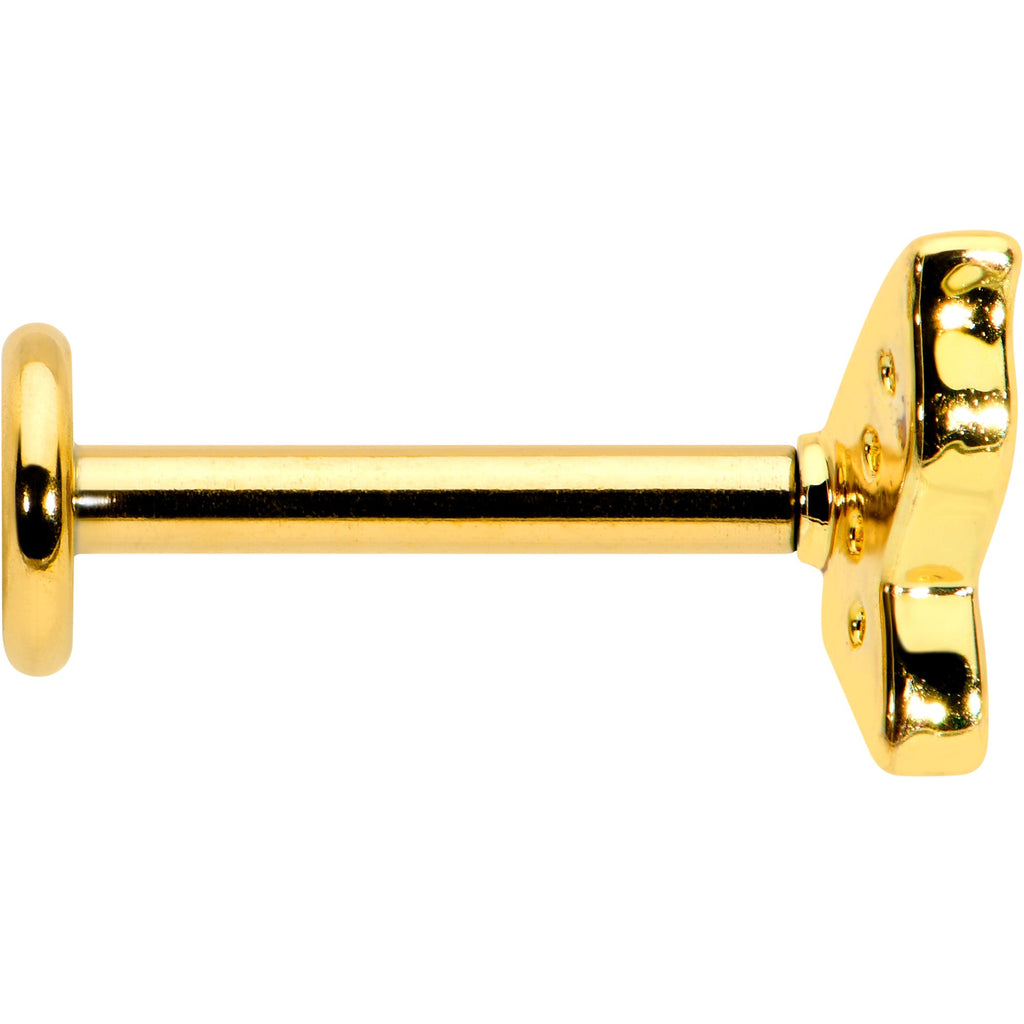 16G 5/16 Clear Gem Gold Tone Butterfly Internally Threaded Labret