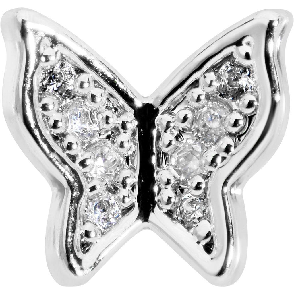 16G 5/16 Clear Gem Butterfly Internally Threaded Labret Tragus