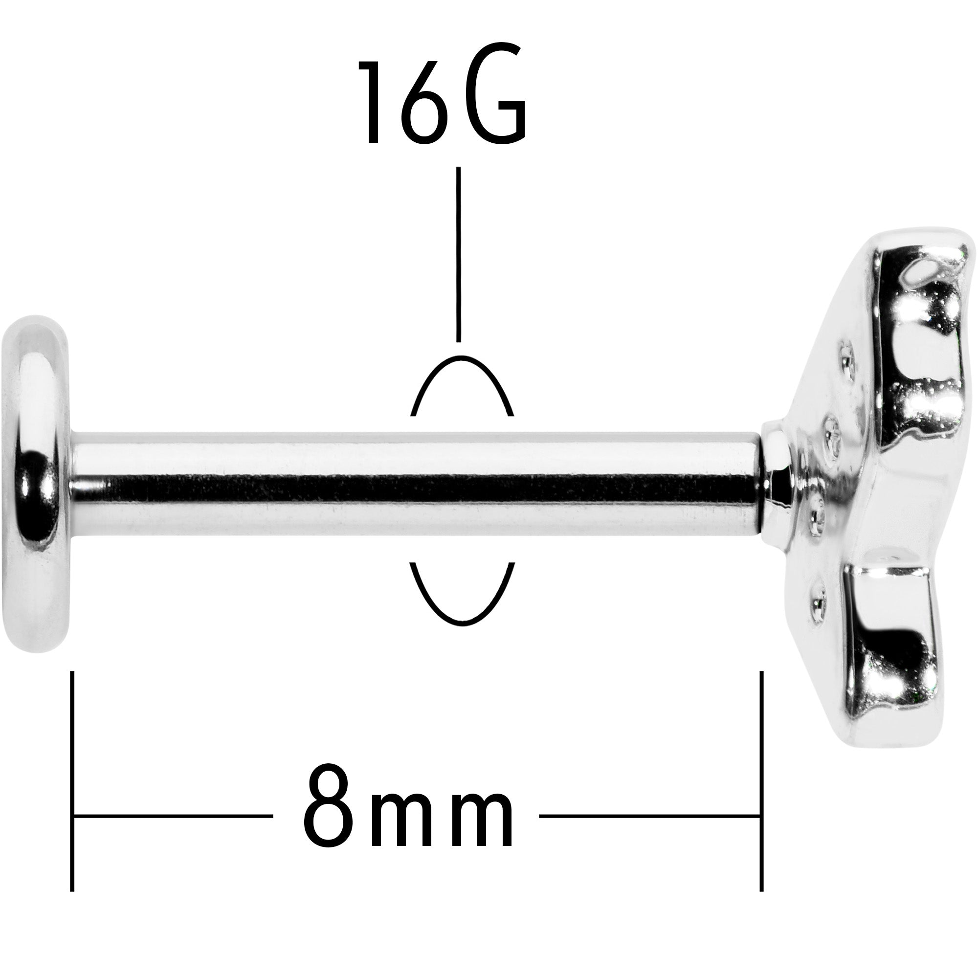 16G 5/16 Clear Gem Butterfly Internally Threaded Labret Tragus