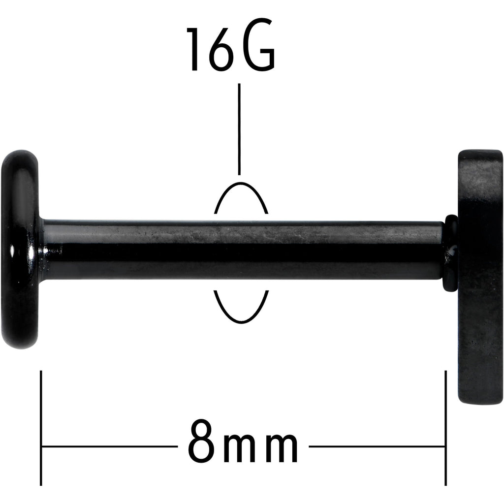 16G 5/16 Black Simple Heart Internally Threaded Labret Tragus