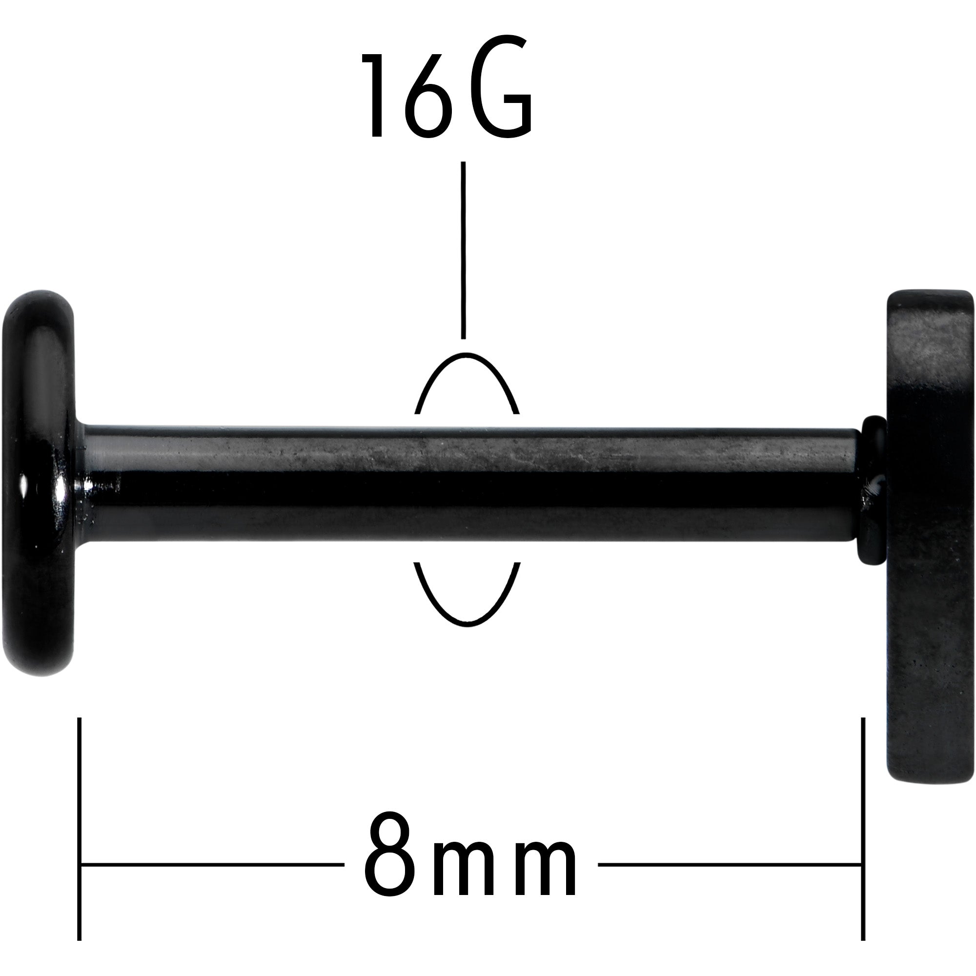 16G 5/16 Black Simple Heart Internally Threaded Labret Tragus