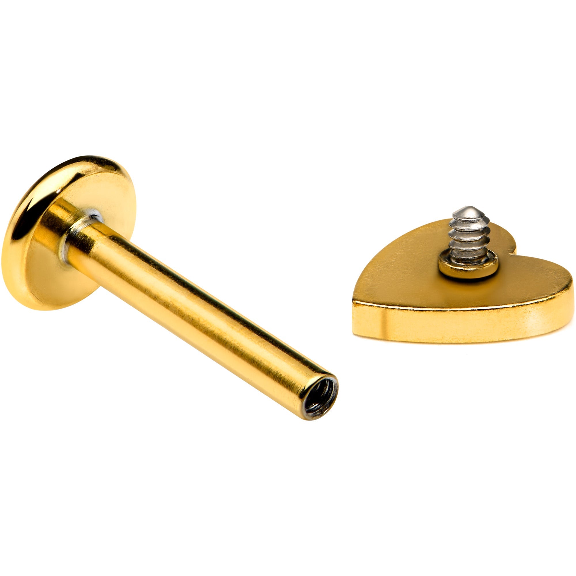 16G 5/16 Gold Tone Simple Heart Internally Threaded Labret Tragus