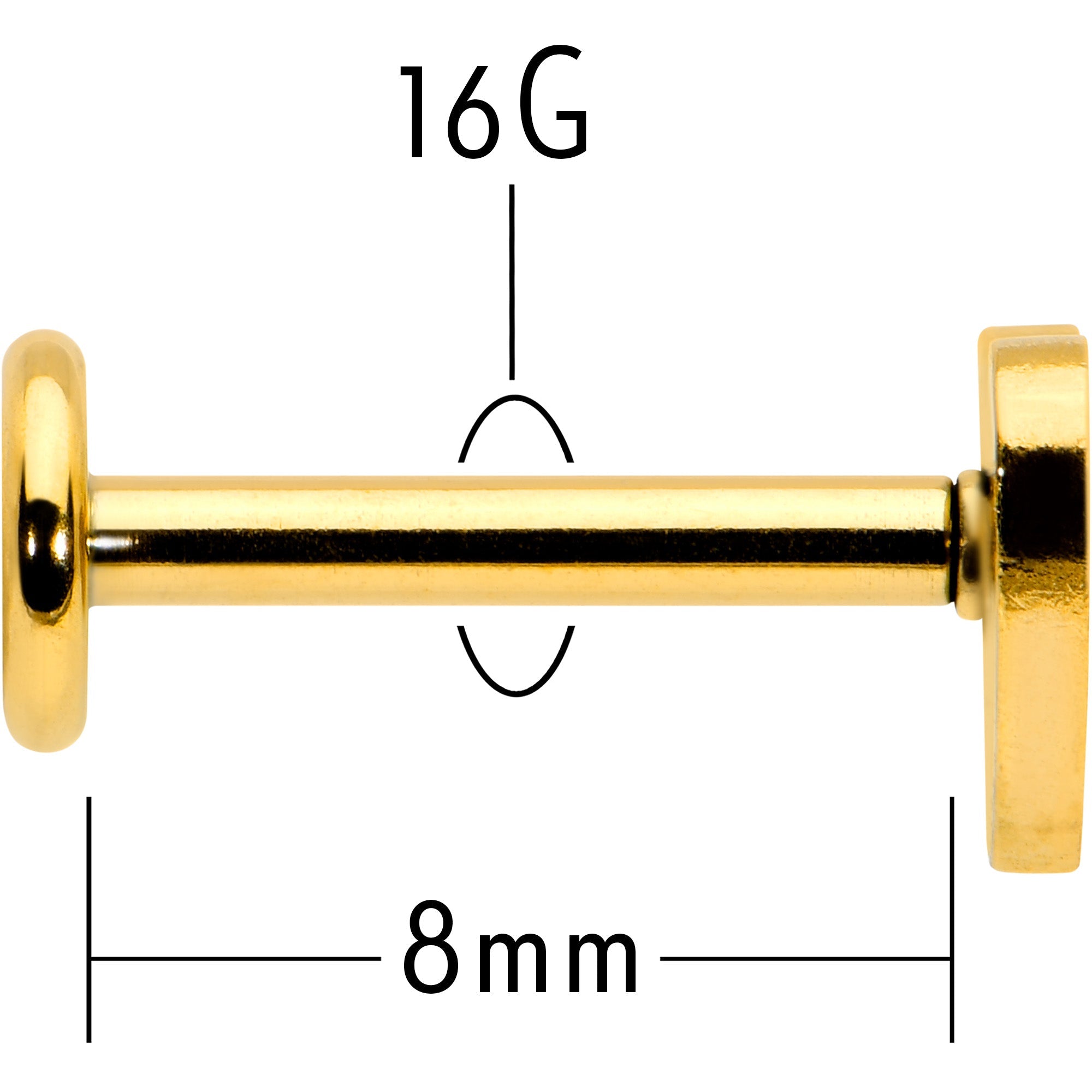 16G 5/16 Gold Tone Simple Heart Internally Threaded Labret Tragus