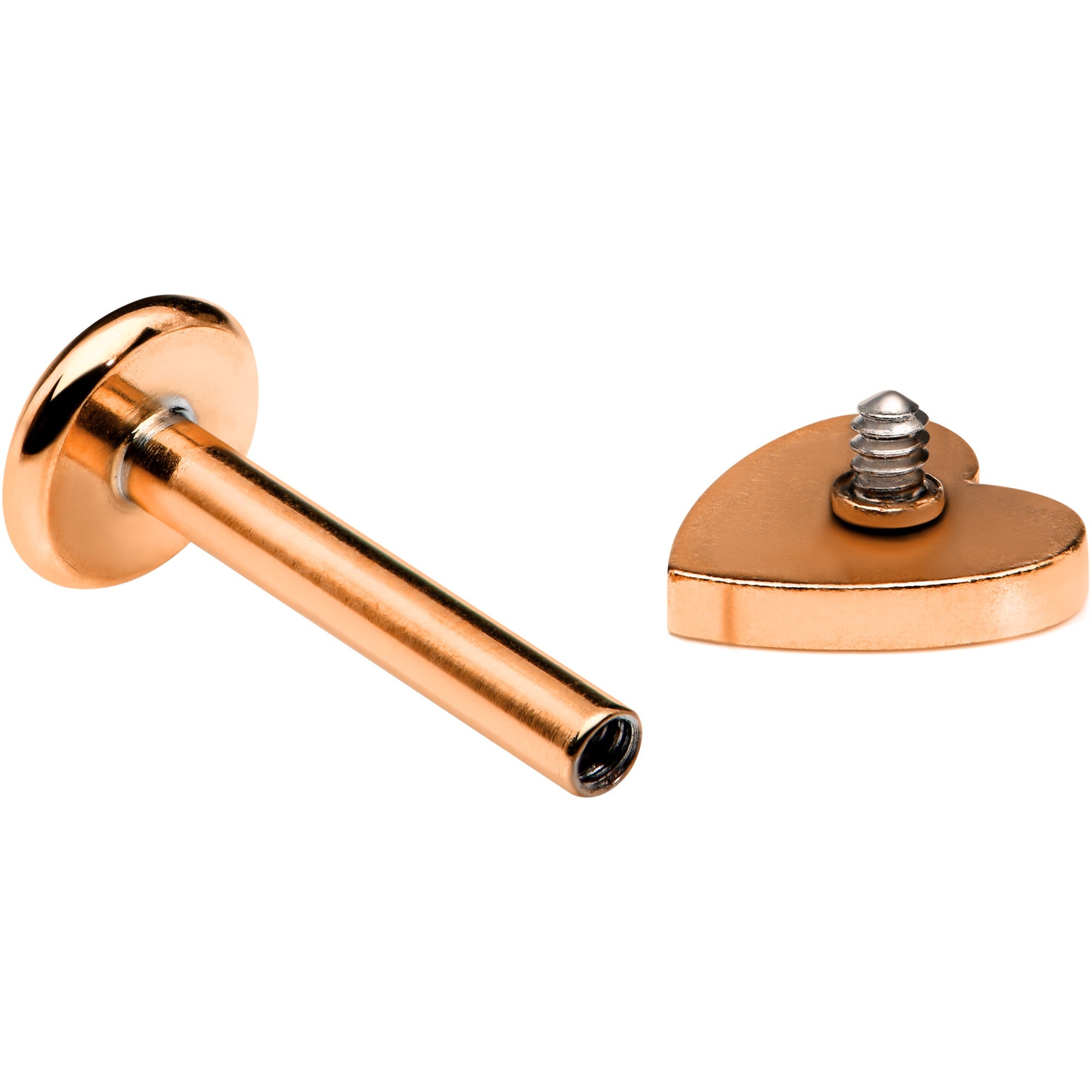 16G 5/16 Rose Gold Tone Simple Heart Internally Threaded Labret