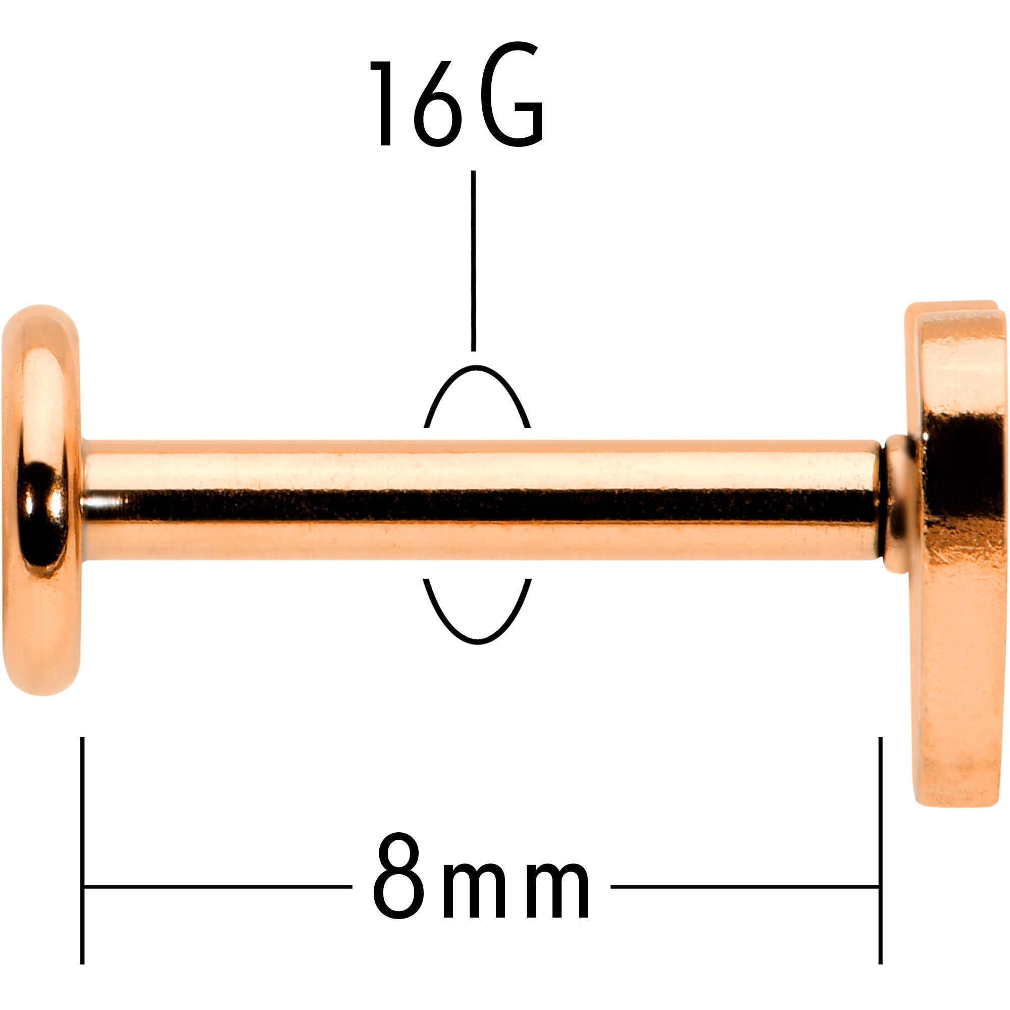 16G 5/16 Rose Gold Tone Simple Heart Internally Threaded Labret