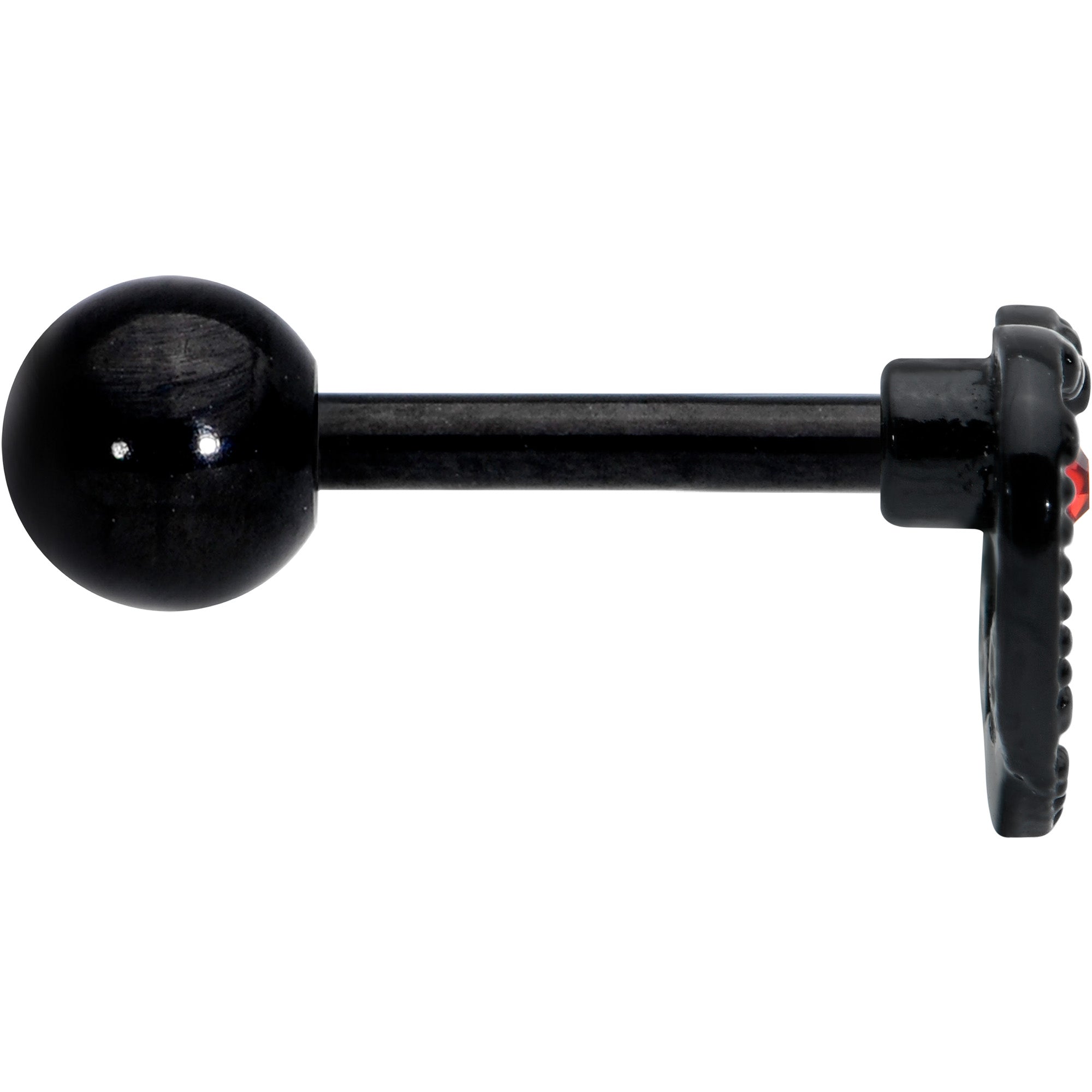 16G 1/4 Red Gem Black Steampunk Skull Cartilage Tragus Earring