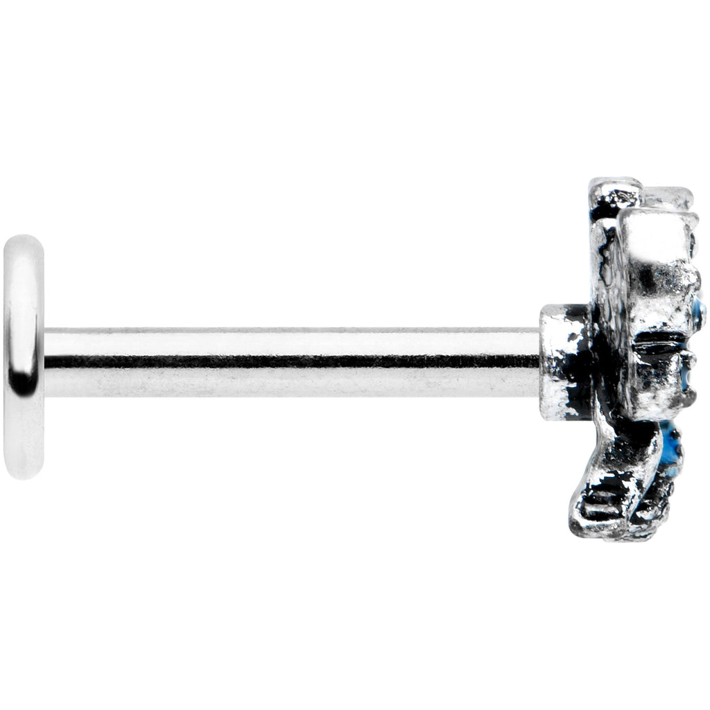 16G 5/16 Textured Blue Butterfly Labret Monroe Tragus