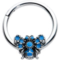 16G 3/8 Blue Textured Butterfly Hinged Segment Ring