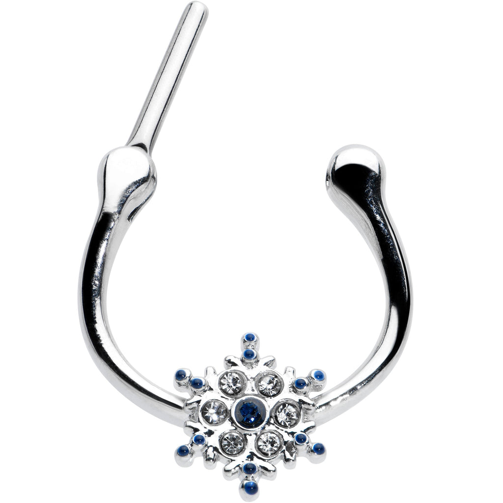 16G 5/16 Blue Gem Festive Snowflake Christmas Cartilage Clicker