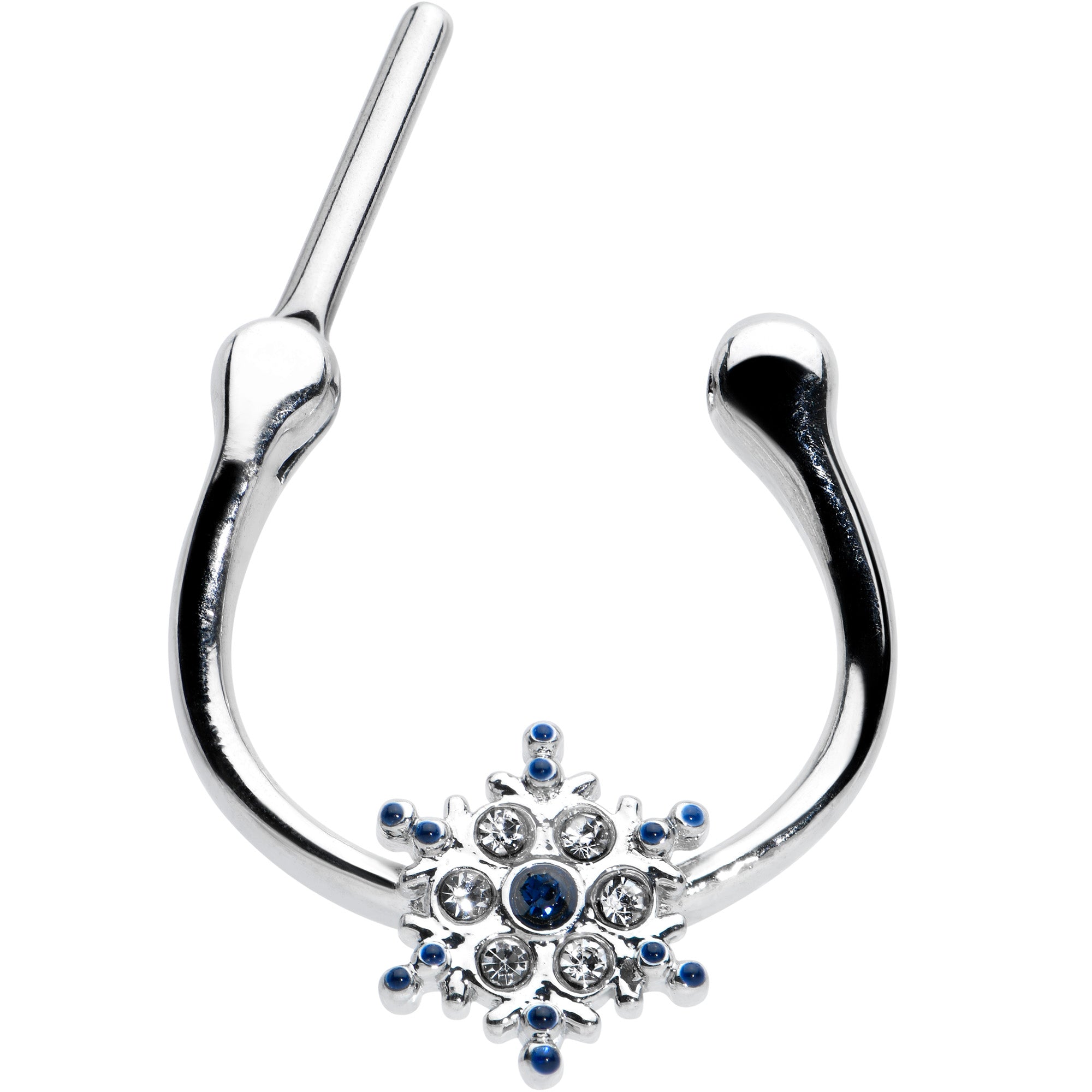 16G 5/16 Blue Gem Festive Snowflake Christmas Cartilage Clicker