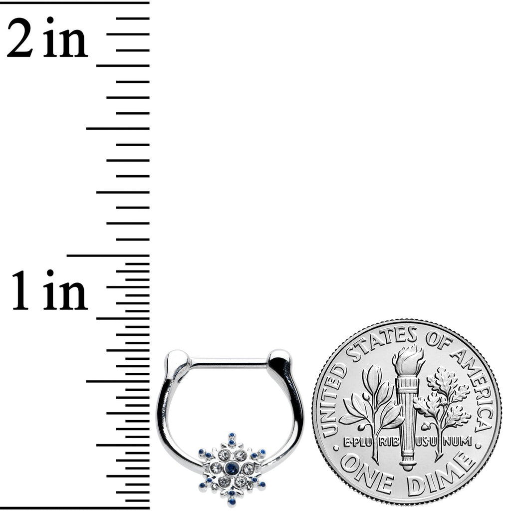 16G 5/16 Blue Gem Festive Snowflake Christmas Cartilage Clicker