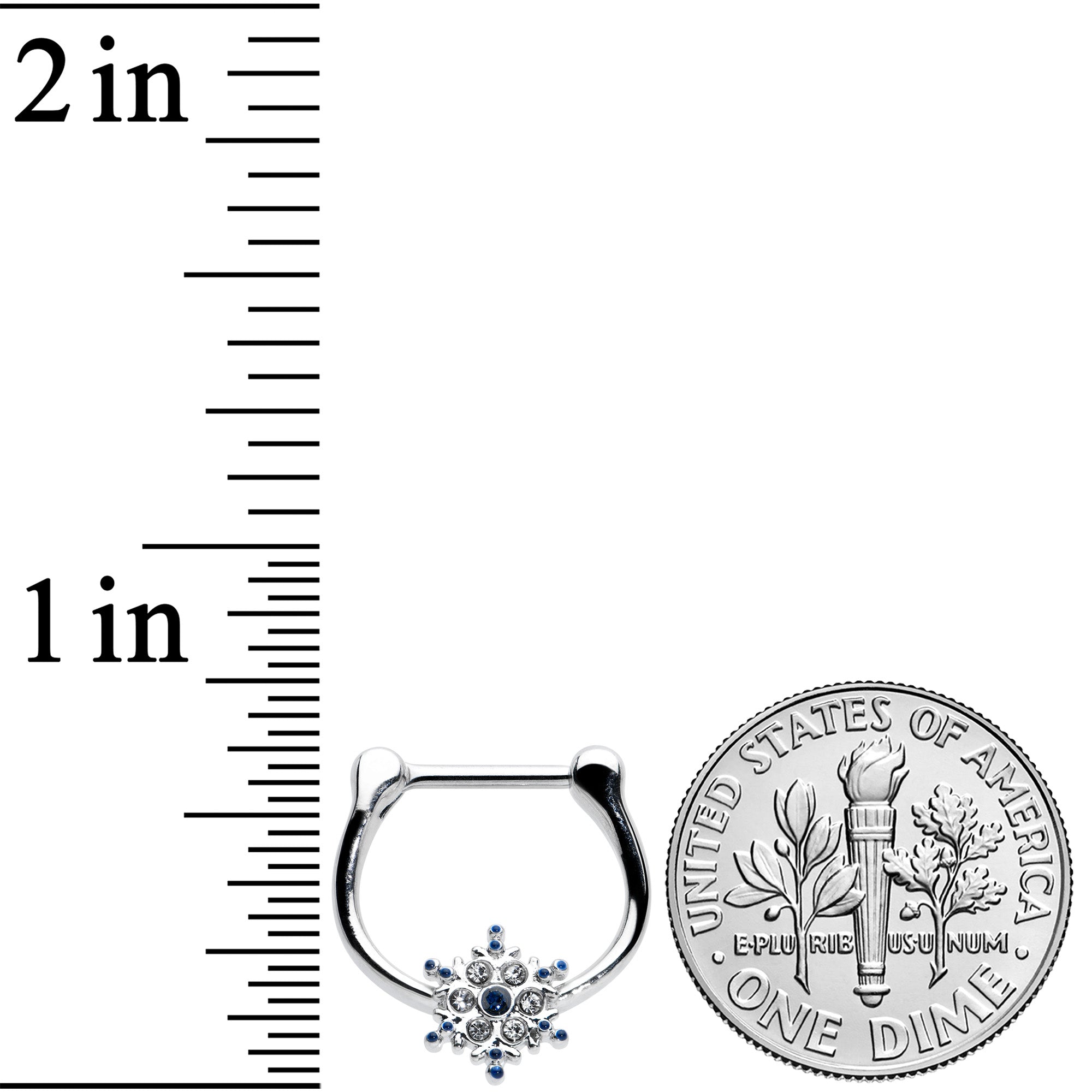 16G 5/16 Blue Gem Festive Snowflake Christmas Cartilage Clicker