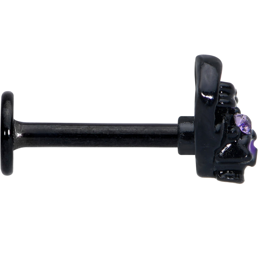 16G 5/16 Purple Gem Black Skull Heart Bow Labret Monroe Tragus