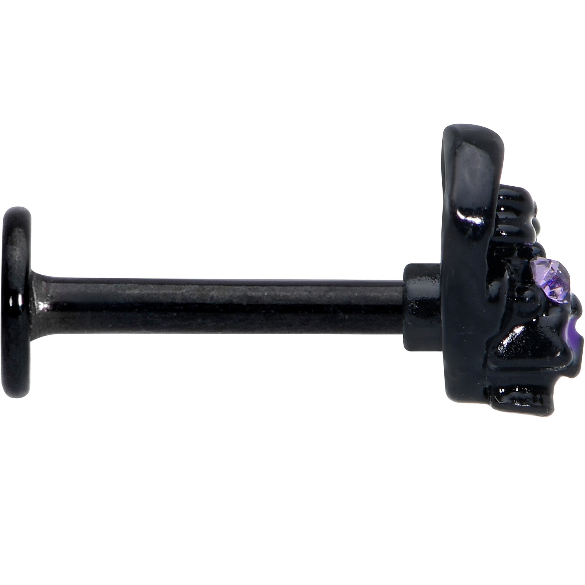 16G 5/16 Purple Gem Black Skull Heart Bow Labret Monroe Tragus