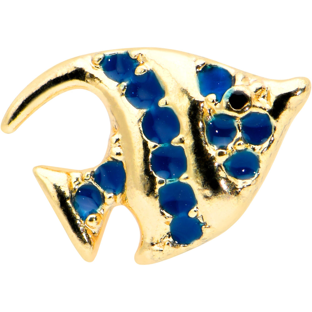 16G 1/4 Gold Tone Blue Adorable Angelfish Cartilage Tragus