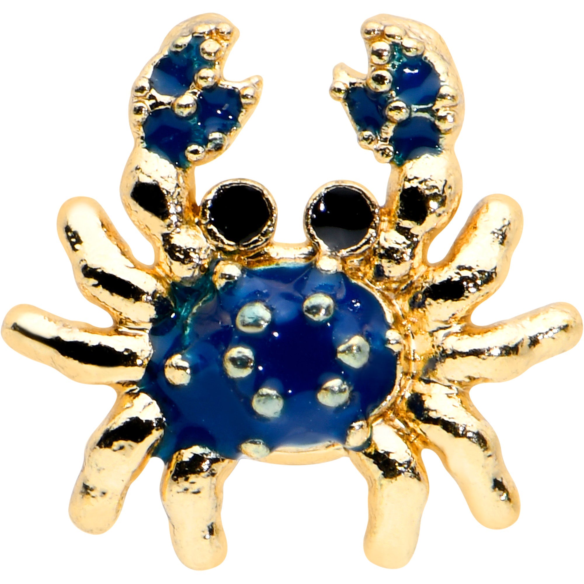 16G 1/4 Gold Tone Blue Crab Nautical Cartilage Tragus Earring
