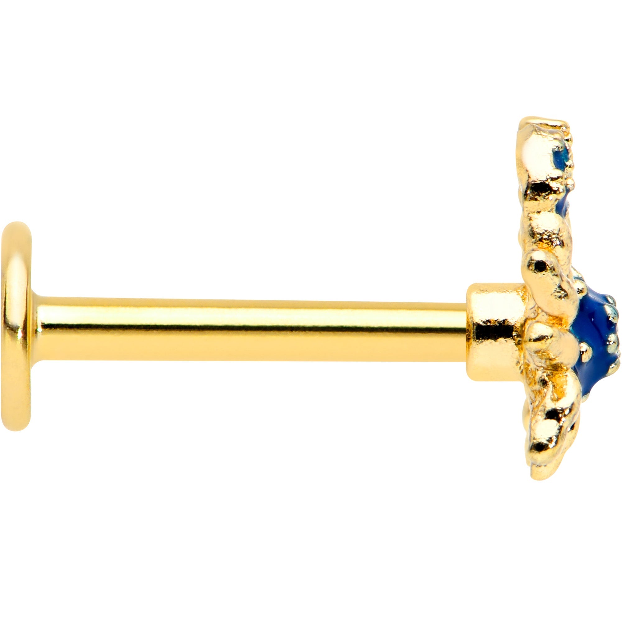 16G 5/16 Gold Tone Blue Crab Nautical Labret Monroe Tragus
