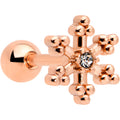 16G 1/4 Clear Gem Rose Gold Tone Pretty Snowflake Cartilage Tragus