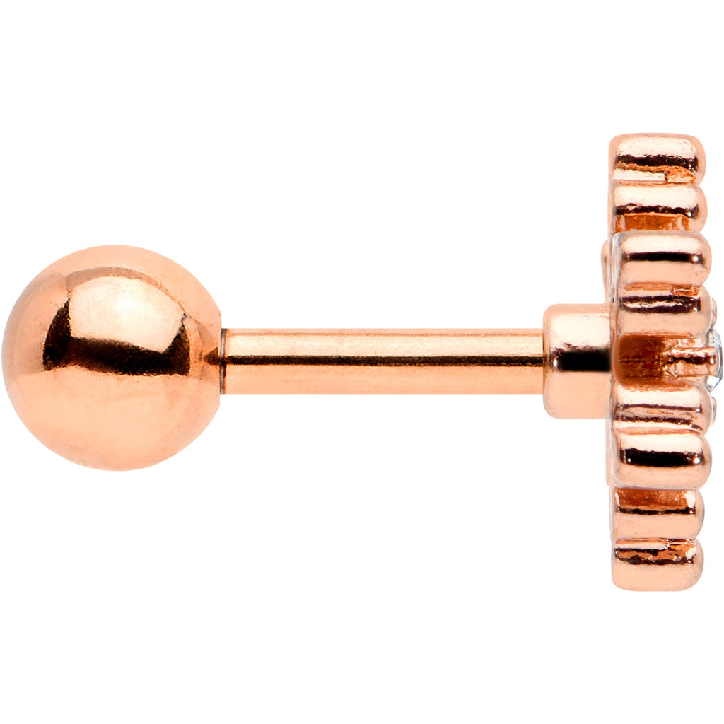16G 1/4 Clear Gem Rose Gold Tone Pretty Snowflake Cartilage Tragus