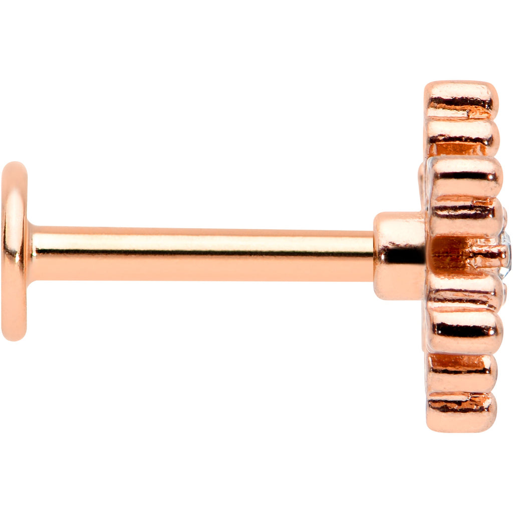16G 5/16 Clear Gem Rose Gold Tone Snowflake Labret Monroe Tragus