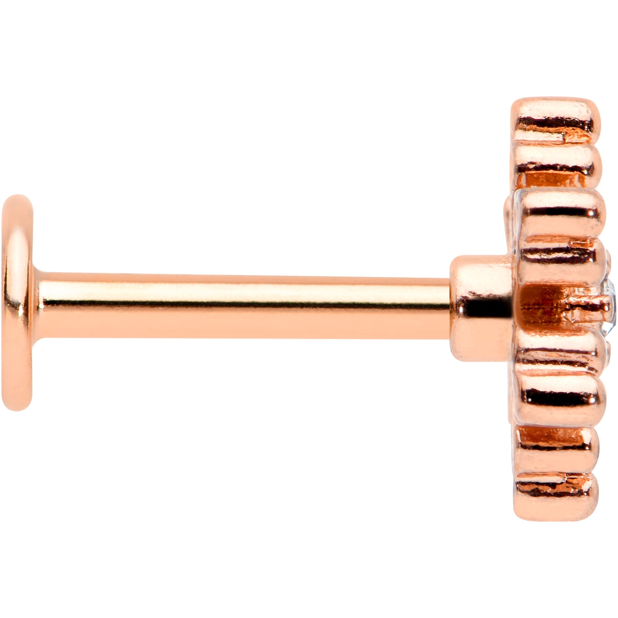 16G 5/16 Clear Gem Rose Gold Tone Snowflake Labret Monroe Tragus