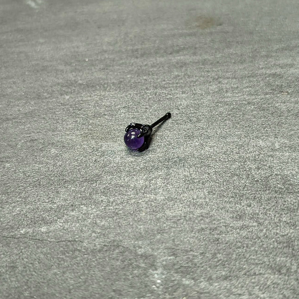 20G 1/4 Purple Synthetic Amethyst Black Claw Hand Nose Bone