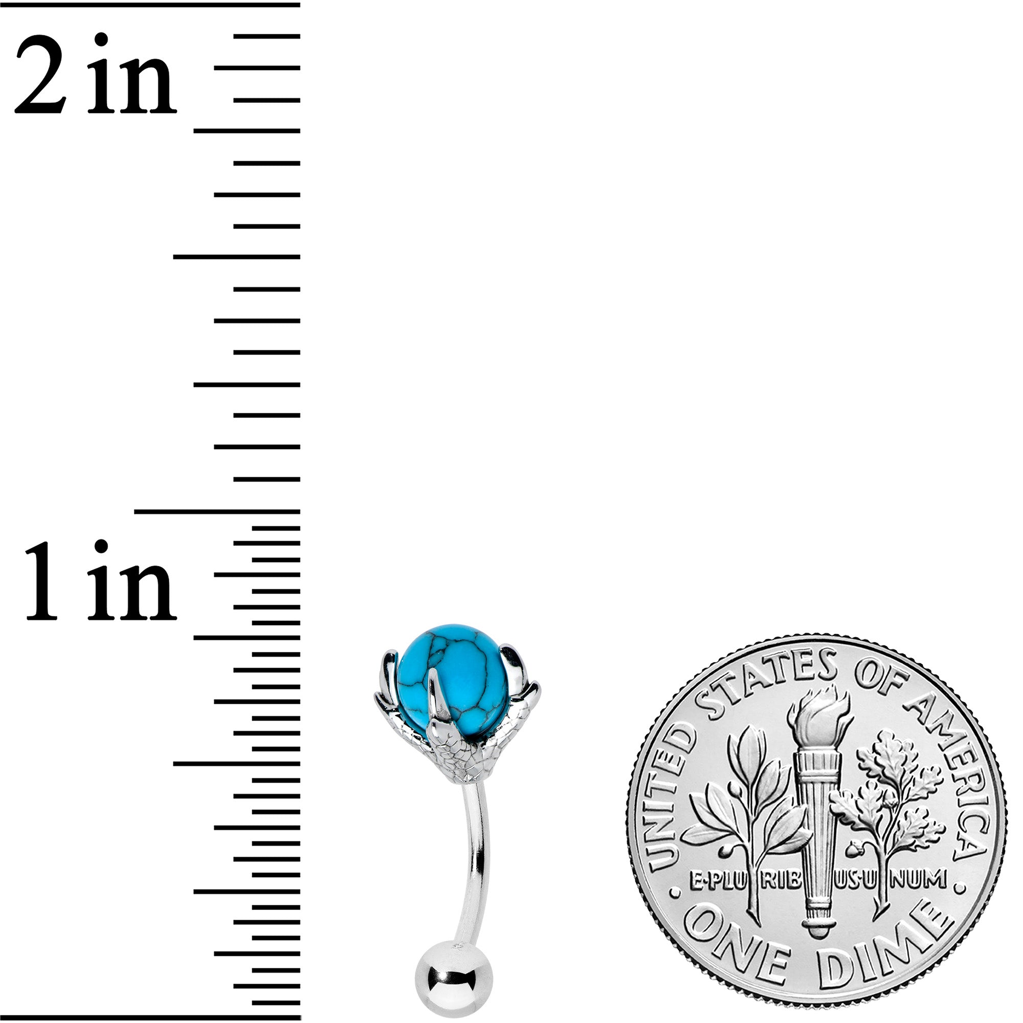 16G 5/16 Blue Turquoise Skeleton Hand Curved Eyebrow Ring