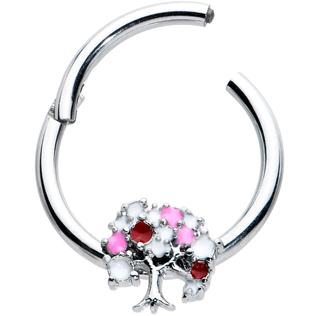 16G 3/8 Red Gem Luscious Pinks Fruit Tree Hinged Segment Ring